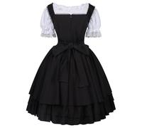 Gonna a pieghe gotica Lolita, abito vittoriano, gonna midi steampunk, per il tempo libero, classico, plissettato, a strati, con lacci, per cosplay, O bianco., XXL