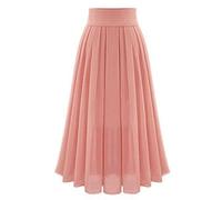 Gonna a pieghe in chiffon da donna a vita alta fluida a trapezio maxi gonne da donna gonne lunghe casual estive britanniche 2025 I miei ordini Offerte di oggi Saldi Liquidazione, rosa, XL