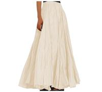 Gonna a Pieghe Lunga Donna Vita Elastica, Gonna Boheme Donna Fluido Tinta unita svasata Taglio ampio Casual Chic Ed Elegante Swing Basic Confortevole Morbido Tutti I Giorni Uscire Skirts