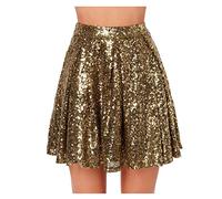 Gonna a piume, abiti da donna, a vita alta, plissettata, tinta unita, con paillettes, corto e sexy, per tutte le ragazze argento, gold, XXL