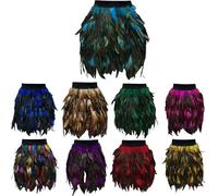 Gonna a piume, da donna, con piume di pavone, per uccelli, mini gonna, con piume, per carnevale, Halloween, cosplay, S-3XL