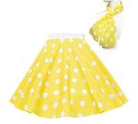 Gonna a pois da bambina, tipo Rock n Roll, stile anni ‘50-‘60 blu Yellow & white spot