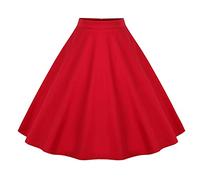 Gonna a pois vintage da donna anni '50, midi gonna da cocktail, abito da sera, ciliegia, stampa floreale, gonna estiva a vita impero, lunghezza al ginocchio, Rosso tinta unita, S