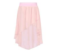 Gonna a portafoglio da ragazza in chiffon alto basso con immersione laterale for danza classica for gonne da ballo latino for spettacoli di tango per le esibizioni di danza classica femminile(Pink,16)