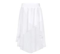 Gonna a portafoglio da ragazza in chiffon alto basso con immersione laterale for danza classica for gonne da ballo latino for spettacoli di tango per le esibizioni di danza classica femminile(White,8)