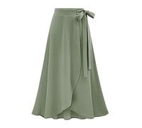 Gonna A Portafoglio Donne Elegante A Vita Alta Gonne Lunghe Irregolare Verde S