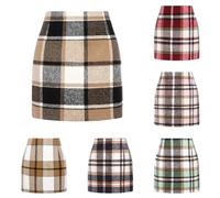 Gonna A Quadri Donna, Gonna Nera Corta Scozzese Con Spacco Laterale Minigonna Alta Vita Autunnale Invernale Elegante Bodycon Dress Elastica Slim Minigonna Plaid Commuter Corta