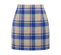 Gonna A Quadri Donna, Gonna Nera Corta Scozzese Con Spacco Laterale Minigonna Alta Vita Autunnale Invernale Elegante Bodycon Dress Elastica Slim Minigonna Plaid Commuter Corta