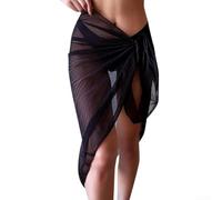 Gonna a rete fluida di media lunghezza per le donne progettata per la protezione solare e la stratificazione del bikini a riva (M nero)
