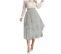 Gonna a rete irregolare da donna, gonna di media lunghezza con gonna dimagrante altamente versatile, bianco, M