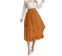 Gonna a rete irregolare da donna, gonna di media lunghezza con gonna dimagrante altamente versatile, giallo., S