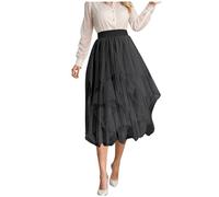Gonna a rete irregolare da donna, gonna di media lunghezza con gonna dimagrante altamente versatile, grigio scuro, S