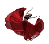 Gonna a Ruota Intera Abbigliamento da danza classica for donna Gonna lunga solida Abbigliamento elegante Gonna ampia a sbalzo Abbigliamento da pratica di balletto moderno(Wine Red,540length90)
