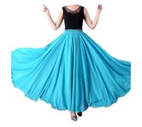 Gonna a Ruota Intera Gonna da ballo for danza del ventre da 720 gradi, gonna lunga da donna, gonna da ballo viola e oro tinta unita, for esercitarsi con la ballerina(Aqua Blue,Skirt Length 90cm)