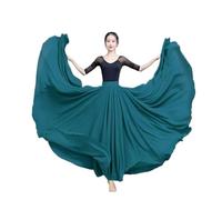 Gonna a Ruota Intera Gonna in chiffon da 720 gradi, gonne lunghe a 2 strati, eleganti abiti da spettacolo, gonna in garza, abiti da pratica di balletto, altalena larga(Peacock blue,M Length 90cm)