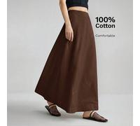 Gonna a trapezio aderente da donna in tessuto di bambù premium ispessito, comoda e delicata sulla pelle, con tasche laterali e decorazione con bottoni in madreperla, stile bohémien da vacanza e spiagg