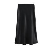 Gonna A Trapezio Midi Women Skirt Mid Waist Folds Lady Skir Fashion Elegant Casual Office Women Abbigliamento-Nero-XS