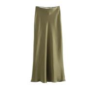 Gonna A Trapezio Midi Women Skirt Mid Waist Folds Lady Skir Fashion Elegant Casual Office Women Abbigliamento-Army Green-XS
