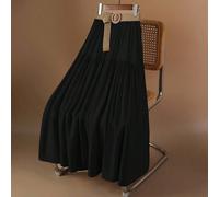 Gonna a vita alta in lino stile vintage ispirata alla Francia, con vita elastica a righe di bambù beige, vita stretta, orlo a doppio strato con cintura intrecciata, adatta per la primavera e l'estate 