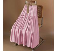 Gonna a vita alta in lino stile vintage ispirata alla Francia, con vita elastica a righe di bambù beige, vita stretta, orlo a doppio strato con cintura intrecciata, adatta per la primavera e l'estate 