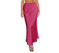 Gonna aderente da donna, tinta unita, elasticizzata, in raso, gonna lunga a trapezio, sottile, a vita alta, gonna midi da ufficio, gonna per feste, elegante, fluida, comoda, da spiaggia, abbigliamento