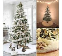 Gonna albero di natale 48/35 pollici bianco peluche pelliccia sintetica tappeto copertura stuoia decorazione albero di natale 2023 natale Navidad Decor per la casa