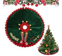Gonna Albero di Natale Elfo, SilverChry Tappeto Albero di Natale 125 cm/48 in, Copertura Base Albero Natale, Copri Piede Albero di Natale, Tappeto Albero di Natale Gonna Base Copertura (verde)