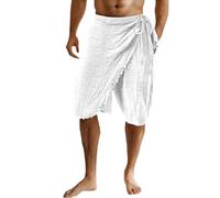 Gonna avvolgente da uomo, in cotone e lino, pantaloni a 3/4, stile bohémien, per eventi culturali e giornate in spiaggia