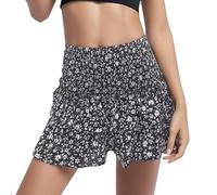 Gonna Boheme da donna in vita elastica, mini gonna da donna con stampa svasata, volant chic ed elegante, stile vintage, casual, estivo, leggero, taglio ampio, trapezio sexy, versatile per spiaggia