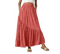 Gonna Boheme da donna, vintage, gonna a pieghe, lunga e a pieghe, con gambe larghe, taglio a trapezio stile estivo a vita alta, elastica, vestibilità aderente, elegante