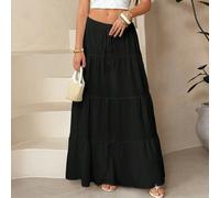 Gonna casual da donna a più strati con orlo a balze, adatta per l'estate, gonna bianca a balze lunga, gonna con coulisse, gonna estiva, gonna chic Tall XS,Tall S,Tall M,Tall L,Tall XLColore unicoTessu