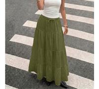Gonna casual da donna a strati stile torta per vacanze, adatta per l'estate, gonna lunga elegante bianca a più strati, gonna con coulisse, abito di moda estiva L,M,SColore unicoPoliestere