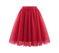 Gonna classica da donna, a 3 strati, sottogonna, in tulle, con fiocco, in stile anni '50, per ballo, per ballo, per carnevale, balli e ragazze, Vino, L