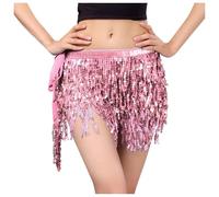 Gonna con frange di paillettes per le donne, per il palcoscenico notturno, Colore: rosa., Taglia unica