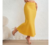 Gonna con orlo a coda di sirena e bordatura in lattuga tinta unita L,M,S,XL,XS,XXL,XXSColore unicoTessuto in maglia