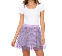 Gonna con paillettes da donna, gonna da scena elegante a tre volant per la danza contemporanea con design a steli e fluidità di movimento per donna adulta