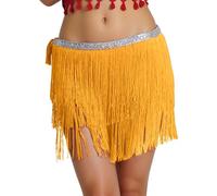 Gonna con paillettes per le donne Carnevale Sexy Strati Frange Catena Catena Fascia Latino Gonna Danza Latina Cravatta Regolabile Boho Party Gonne Sciarpa Hip, 08#_giallo, Taglia unica