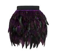 Gonna con piume da donna, vita elastica, per feste, carnevale, costume da donna, gonna con piume di pavone, gonna a trapezio, gonna classica in tulle, abbigliamento da balletto, retrò, costume di
