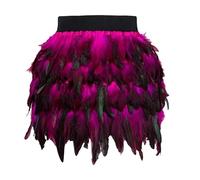 Gonna con piume da donna, vita elastica, per feste, carnevale, costume da donna, gonna con piume di pavone, gonna a trapezio, gonna classica in tulle, abbigliamento da balletto, retrò, costume di