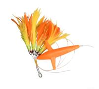 Gonna con piume per pesca a tonno, per pesca in barca di grandi dimensioni, design realistico a occhio di pesce, reattiva alla luce UV, corpo con gancio piatto, lunghezza 165 cm (arancione)