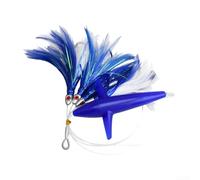 Gonna con piume per pesca a tonno, per pesca in barca di grandi dimensioni, design realistico a occhio di pesce, reattiva alla luce UV, corpo con gancio piatto, lunghezza 165 cm (blu)