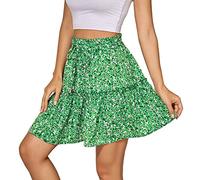 Gonna corta da donna a vita alta, gonna boheme stampa floreale svasata volant chic ed elegante casual estate fluida da spiaggia skirts leggero taglio ampio versatile per carnevale