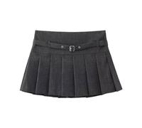 Gonna Corta da Donna - Gonna Pantalone A Pieghe Larghe Nere Femminili Autunnali Gonna Donna con Cintura Grigia Rifinita A Vita Alta Culotte A Trapezio, Stile A, L