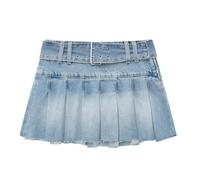 Gonna Corta da Donna - Minigonna A Pieghe da Donna alla Moda con Scatola di Jeans Minigonna A Pieghe A Vita Alta da Donna High Street Cerniera Versatile Abiti Chic Femminili,Blu,S