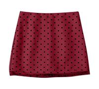 Gonna corta e svasata in tulle da donna, stile A, con stampa a pois e alta vita snella, look dolce e femminile, per l'estate, nuova collezione per abbigliamento da festa, data, Rosso93, M