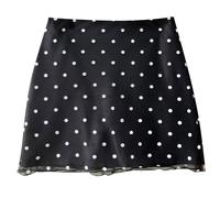 Gonna corta e svasata in tulle da donna, stile A, con stampa a pois e alta vita snella, look dolce e femminile, per l'estate, nuova collezione per abbigliamento da festa, data, Nero93, S