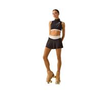 Gonna Corta in Microfibra Leggera e Taglio Asimmetrico con Pantaloncino Integrato per Pridance 314 Pattinaggio Sport Relax Performance Stile Espressivo Eleganza (Nero, S)