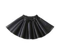 Gonna Corta per Bambini Ragazze Autunno Inverno Stile Mezza Gonna Medio Bambini in Pelle PU Tinta Unita Cintura elastica Mezza Gonna Vestito Maglione Ragazza Inverno Lungo, Le Noir, 4-5 Anni