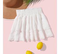 Gonna cover up arricciato balze a strati orlo fasce in vita L,M,S,XLColore unicoTessuto intrecciato