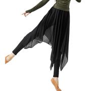 Gonna da Balletto in Chiffon per Donne Gonna pantaloni da ballo latino Pantaloni da danza moderna Abiti da allenamento in chiffon Gonna da ballo classica for donne adulte Gonna altalena classica(Black